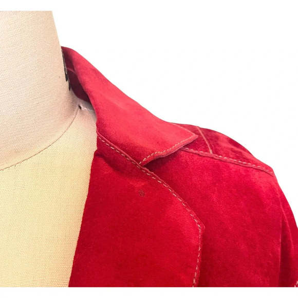 Vintage Di Vita Women’s Red Soft Suede Jacket Y2k Size 4 - Picture 10 of 11